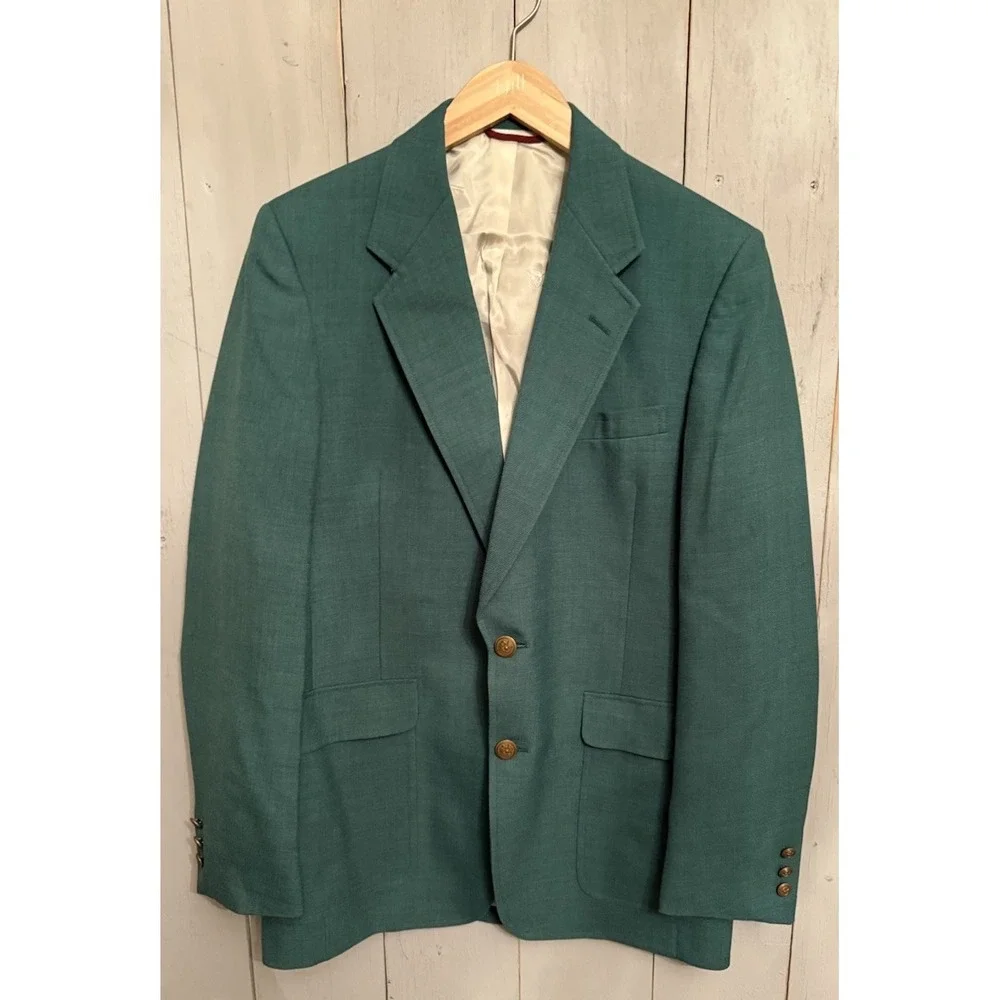 Vintage Jack Nicholson Hart Schaffner Marx Men's Green Blazer Sz-44 preppy Rare